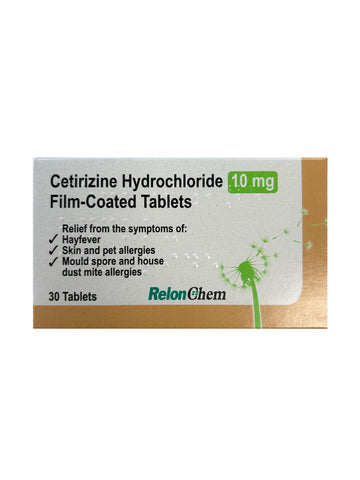Cetirizine Hydrochloride Film Coated Hayfever & Allergy 30 Tablets