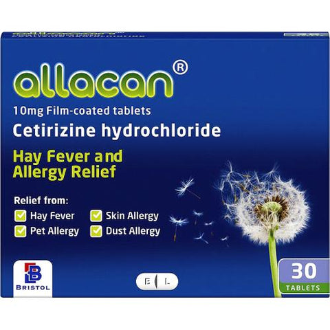 Allacan Cetirizine Hayfever & Allergy 30 Tablets