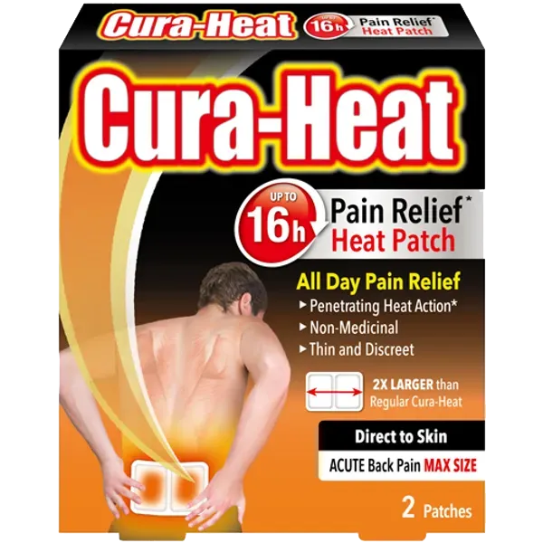 Cura-Heat Back & Shoulder Pain Max Size Direct To Skin 2 Pads