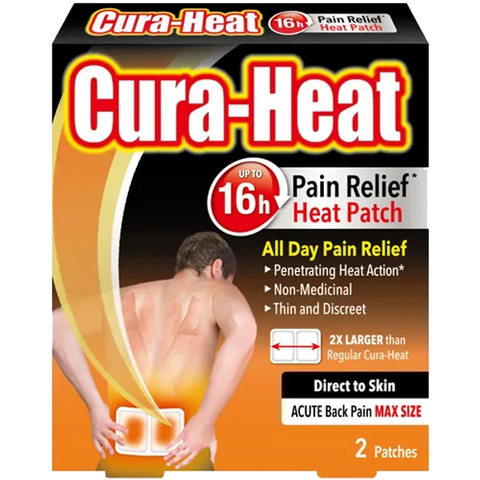 Cura-Heat Back & Shoulder Pain Max Size Direct To Skin 2 Pads