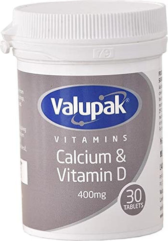 Valupak Calcium and Vitamin D 400mg 30 Tablets
