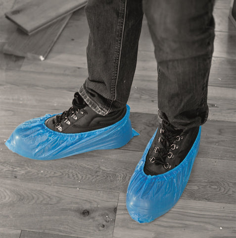 Disposable Overshoes Waterproof Blue 100Pcs