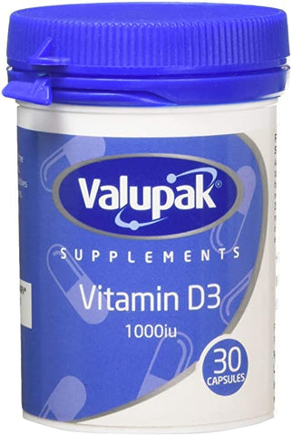 Valupak Vitamin D3 1000iu 30 Capsules Vegetarian
