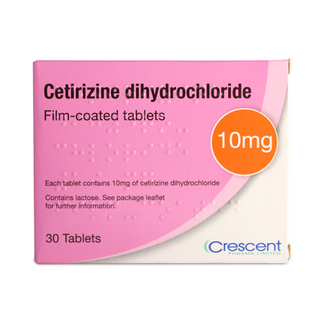 Cetirizine Dihydrochloride 10mg 30 Tablets Hay Fever & Allergy Relief